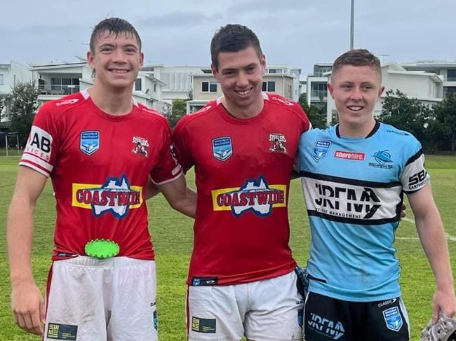 Thirroul Butchers players in their rep footy colours (left to right): Aaymon Fitzgibbon, Jackson Smith and Ty Bursill. Picture: Thirroul Butchers Facebook