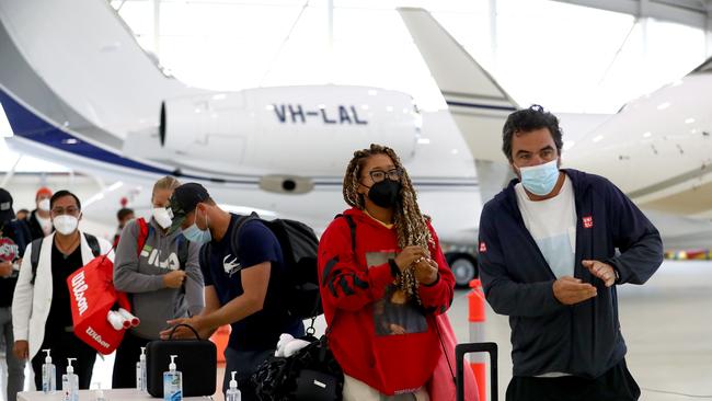 Dual Australian Open winner Naomi Osaka arrived in Melbourne on Tuesday on a charter flight. Picture: Getty Images