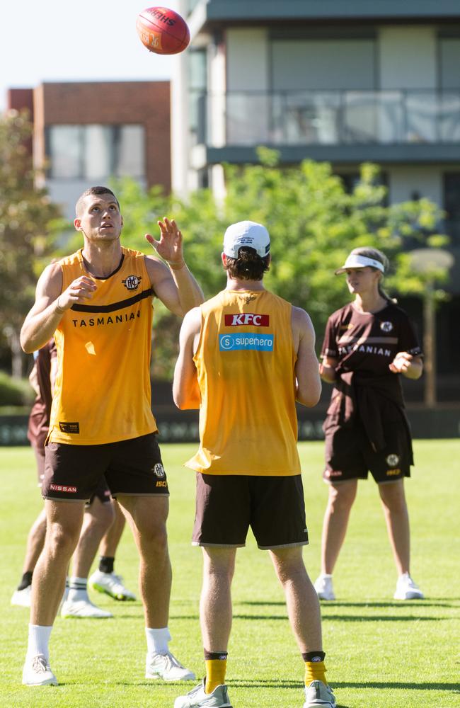 Can the Hawks play two rucks? Picture: Tony Gough