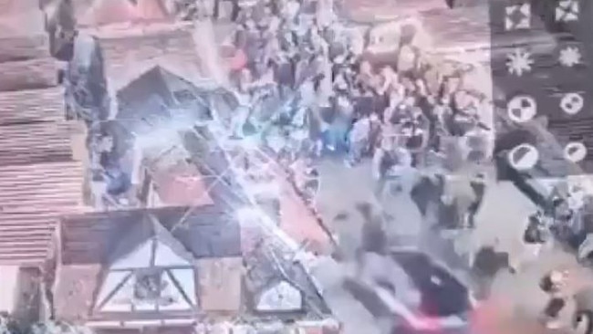 A car is seen ploughing into a crowd at the Christmas market in Germany. Picture: Supplied