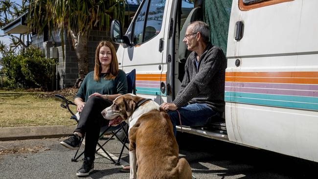 Graeme Aitken with his friend Kim Dale-Taylor at Burleigh Beach. Picture: Jerad Williams