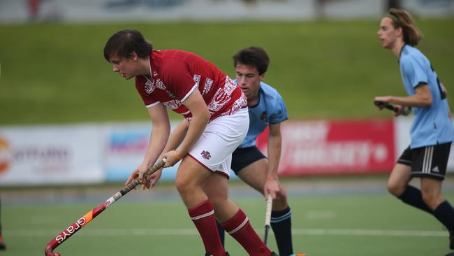 ​Girls and Boys school hockey teams battled it out at the State Hockey Centre (MATE Stadium) during the School Sport SA open boys and girls knockout hockey finals. PAC’s Archer Rowntree, seen here against Nuriootpa, was dominant throughout the day. Picture: Dean Martin