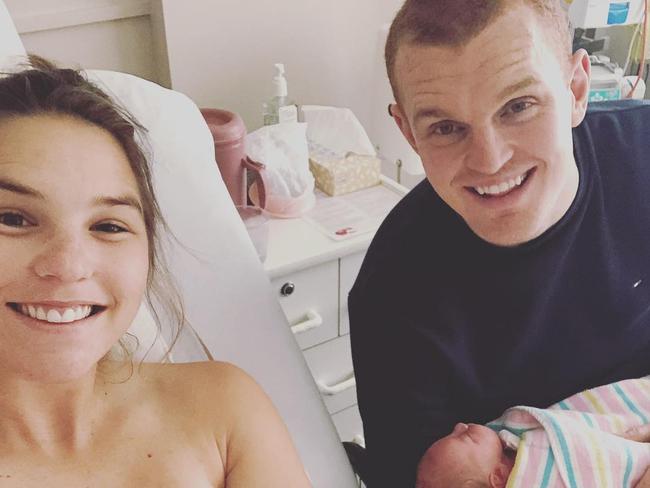 Australian former professional rugby league footballer Alex McKinnon announces the birth of his daughter: "Harriet Anne Mckinnon 7-10-2018". Picture: Instagram