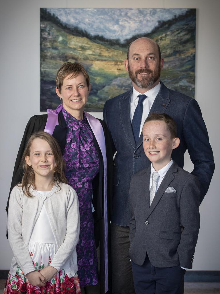 UTAS Graduation at the Hotel Grand Chancellor Hobart, Elka 7, Melissa, Greg and Max Schwenke of Orange NSW. Picture: Chris Kidd