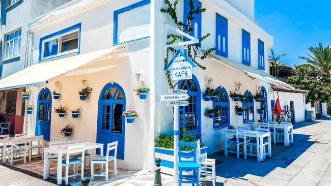 Greek-style cafe in Demre (the Lycian town of Myra), Turkey.