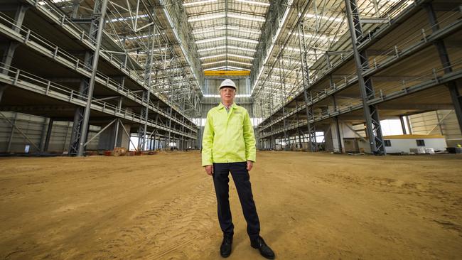 Jim Fitzgerald, Executive Chairman of Civmec standing inside the main assembly hall in Henderson, Perth. Picture: Ross Swanborough.