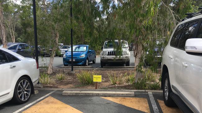 CEO Sharon Kelsey’s empty car space at the Mayor’s Christmas party in December. Ms Kelsey was not at the event, held days before council offices were raided by the CCC.