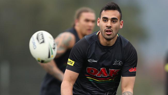 Penrith's Tyrone May during a Panthers training session. Picture: Brett Costello