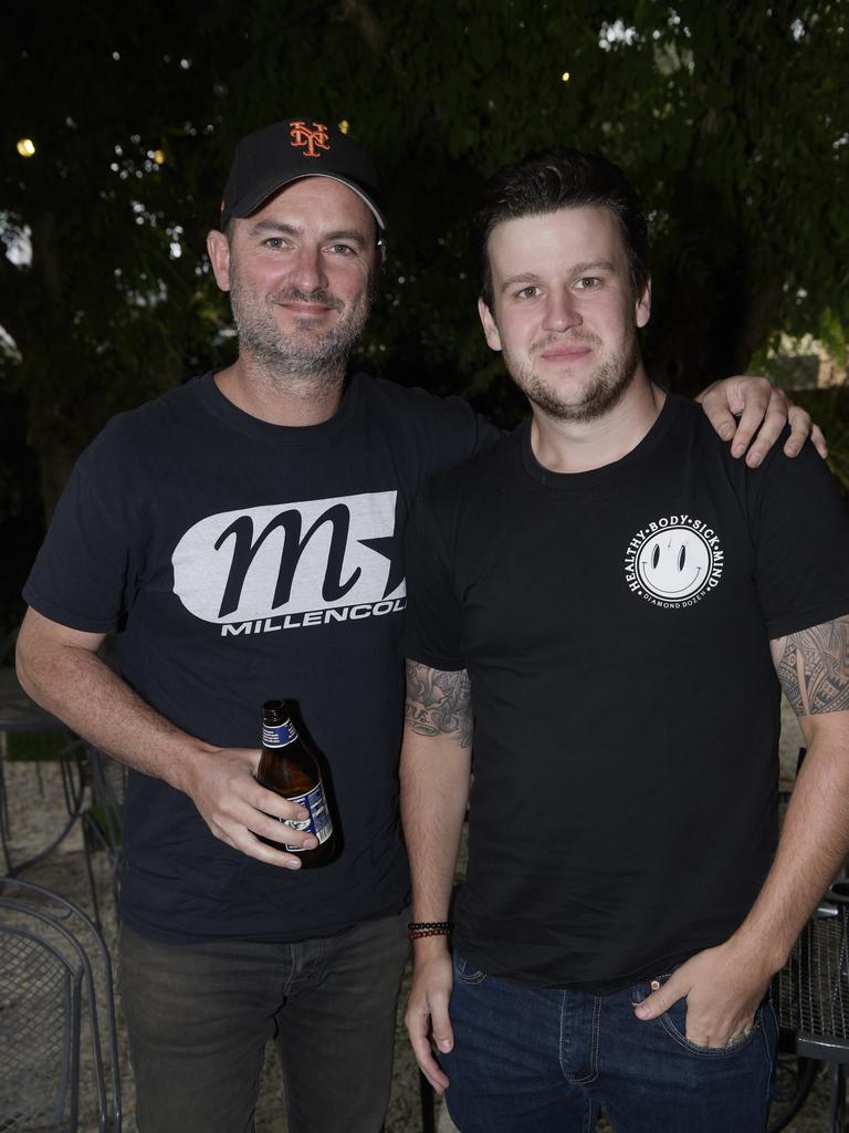 Chris Manning and Darcy Sellars. People page - Evan Hocking, Jarryd Goundrey and Alex Keen featured in a comedy event held at Bobby Dre Mexican in Pakington Street on Sunday afternoon. Picture: Alan Barber