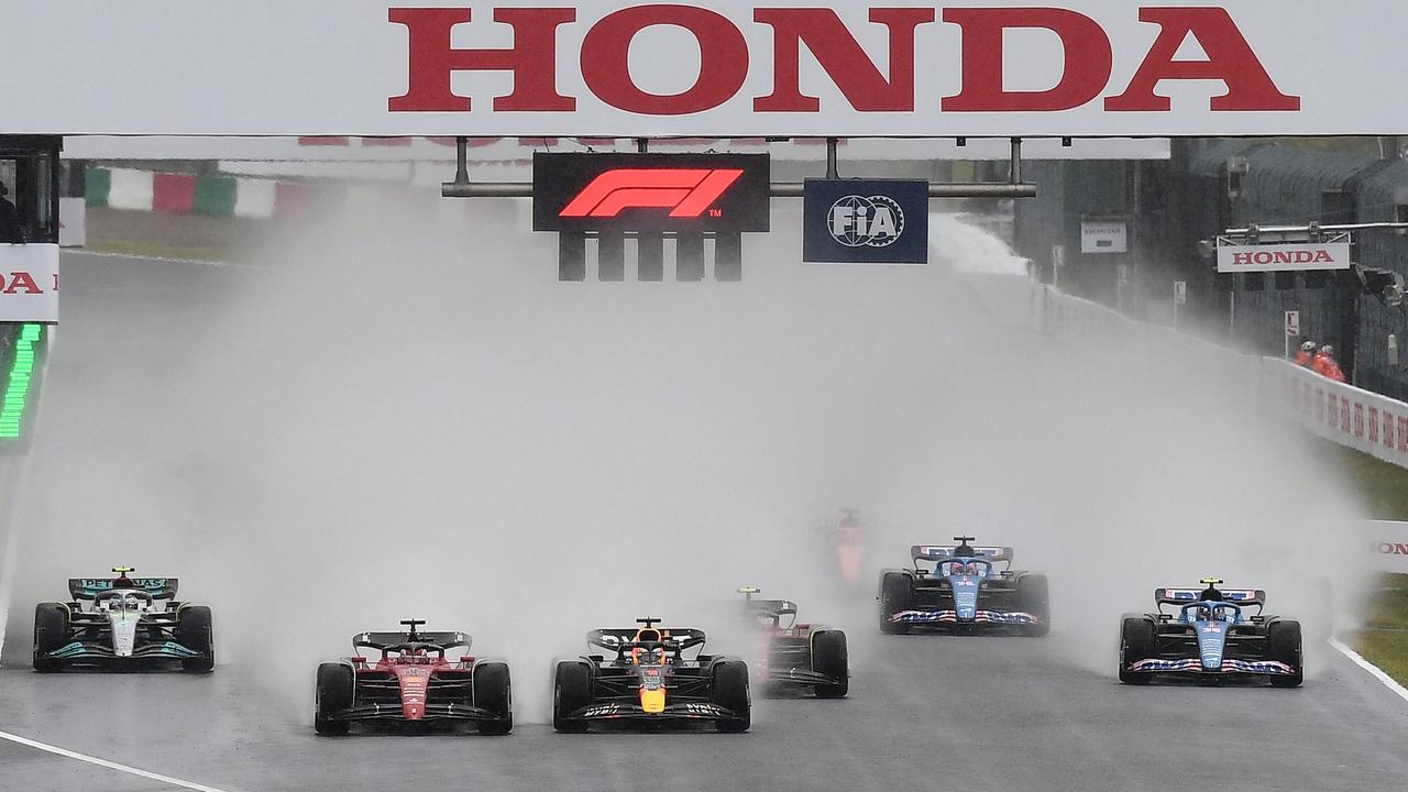 Conditions were atrocious for drivers as rain lashed the Japanese Grand Prix. Picture: AFP