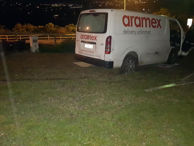 Aramex delivery vehicle gets stuck after driver attempts to use homeowner's front lawn for a three-point-turn. Picture: Reddit / @timoe14