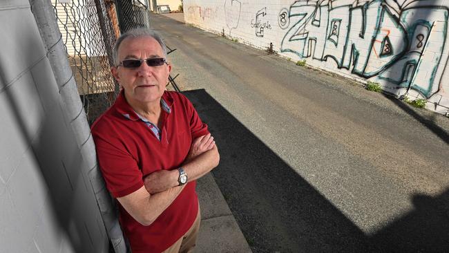 Lee Smith, a photogrammetrist, in Mackay’s Twelfth Lane, where a vehicle that appears identical to Mr Peros's HiLux ute was recorded on CCTV shortly before Shandee Blackburn’s murder. Picture: Lyndon Mechielsen