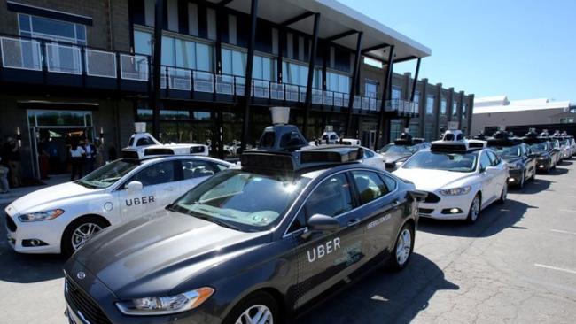 A group of driverless Uber cars. Picture; Reuters.