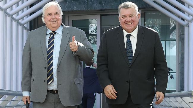 Clive Palmer with Craig Kelly in Parliament House in May, before Kelly joined the United Australia Party. Picture: NCA NewsWire