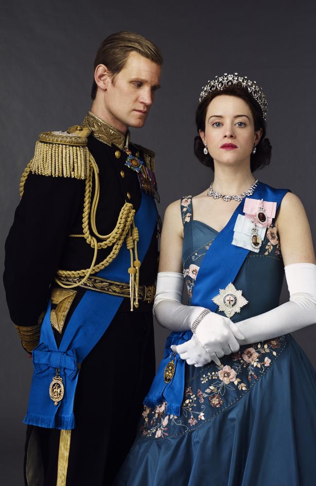 Matt Smith as Prince Philip and Claire Foy as Queen Elizabeth II in Netflix drama series, The Crown