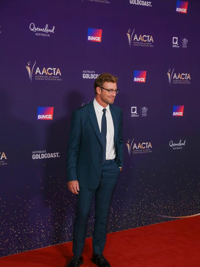 Simon Baker arrives on the Red Carpet at the 2024 Aacta Awards at HOTA on the Gold Coast. Picture: Glenn Campbell