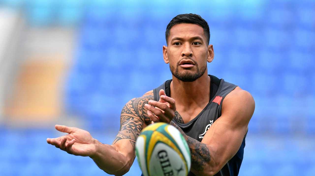 Israel Folau is seen during a Wallabies training at CBUS Stadium on the Gold Coast, Tuesday, September 11, 2018. Picture: DARREN ENGLAND