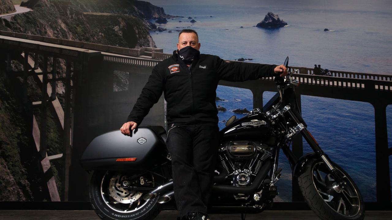 6/08/20 Jay Lawrence is the sales and marketing manager at Morgan and Wacker where they've seen a surge in sales for Harley Davidson motorcycles. Aaron Francis/The Australian