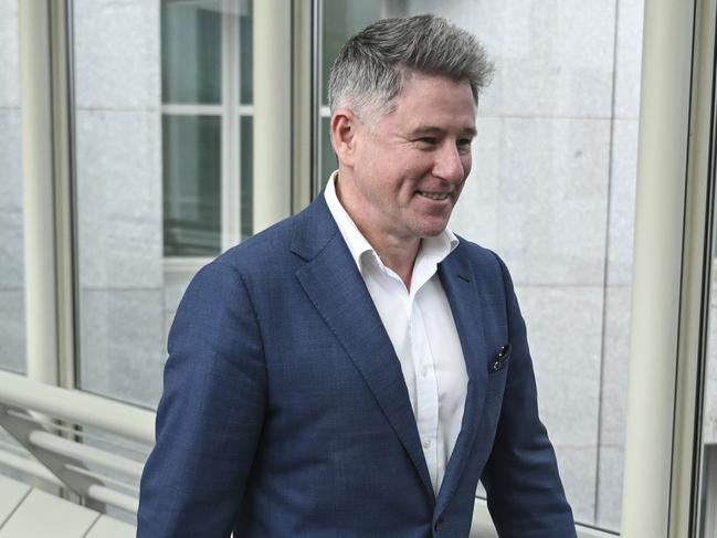 CANBERRA, Australia, NewsWire Photos. June 21, 2024: Mike Sneesby, Nine Entertainment Chief Executive Officer, leaves the Joint Select Committee on Social Media and Australian Society at Parliament House in Canberra. Picture: NewsWire / Martin Ollman