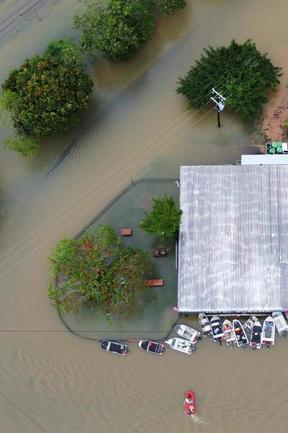 The Euramo Hotel is right between the Tully and Murray rivers, and is renowned for flooding. Locals take a boat directly from home to the hotel for a beer when the water rises. Picture: Supplied