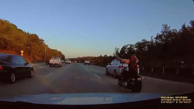 Motorcyclist speeds along M1 before crash. Footage: ‎Joel Bladen‎ 