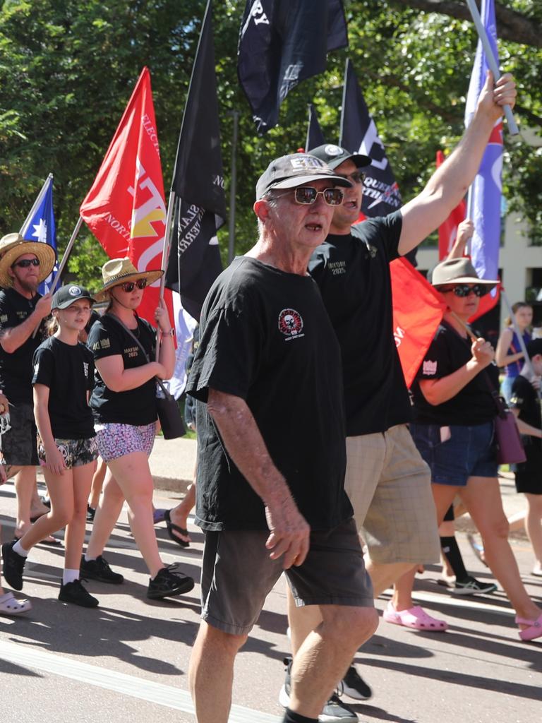 Hundreds of Territorians marched through Darwin for the annual May Day march, celebrating union victories including the eight-hour work week, on Monday, May 5. Picture: Zizi Averill