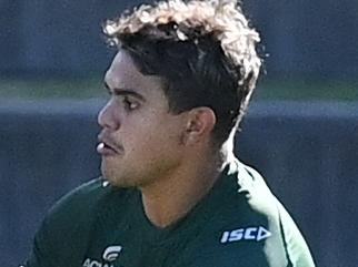 Latrell Mitchell during a South Sydney Rabbitohs NRL training session at Redfern Oval in Sydney, Wednesday, May 20, 2020. (AAP Image/Dean Lewins) NO ARCHIVING