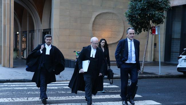 Lehrmann’s lawyers David Helvadjian, Matthew Richardson and Paul Svilans. Picture: Gaye Gerard