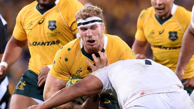 David Pocock in action for Australia against England in Brisbane.