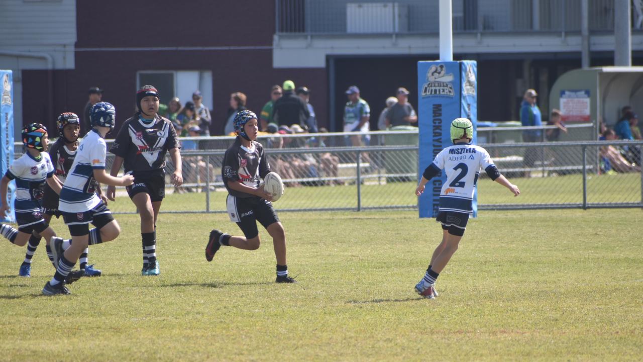 Libaan Hajiyussuf in the Magpies and Bulldogs White clash in the RLMD U11 Mixed division at RLMD Fields, August 7, 2021. Picture: Matthew Forrest