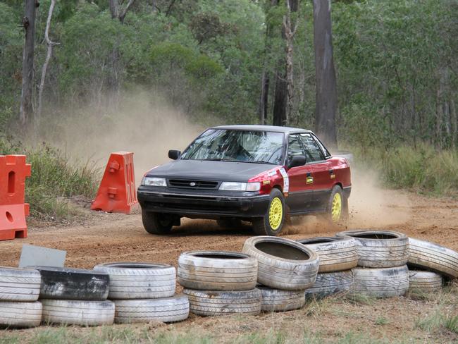 Darren Baker competing in his Subaru Impreza at Central Coast Car Club's dirt khanacross round 2 at Benaraby Motorsports Complex. Picture: Rodney Stevens