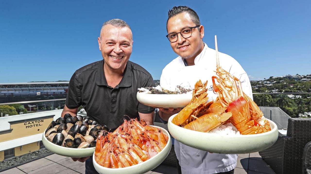 Co-owner of Gambaro Seafood Restaurant, Frank Gambaro, alongside head chef, David Wissar with fresh seafood they offer at the restaurant. Picture: Zak Simmonds