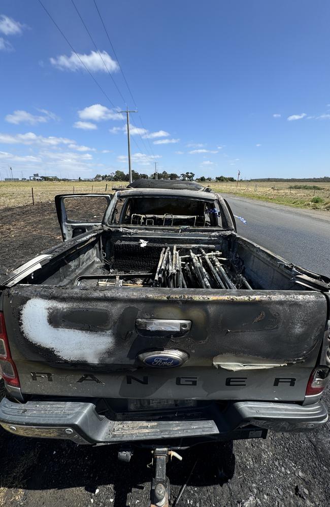 The Ranger was left a charred mess. Picture: Regan Hodge