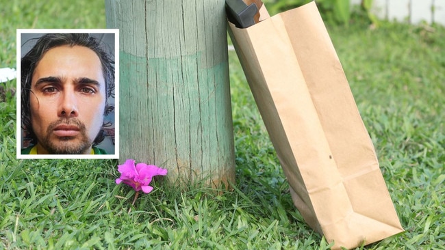 Flowers left for Alex Lemus-Cornejo (left) at the Nerang scene on Wednesday.