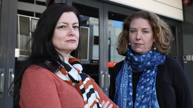 Laura Kroetsch with Dark Mofo Executive Director Kate Gould outside the Odeon Theatre in Hobart in 2018. Picture: Sam Rosewarne.