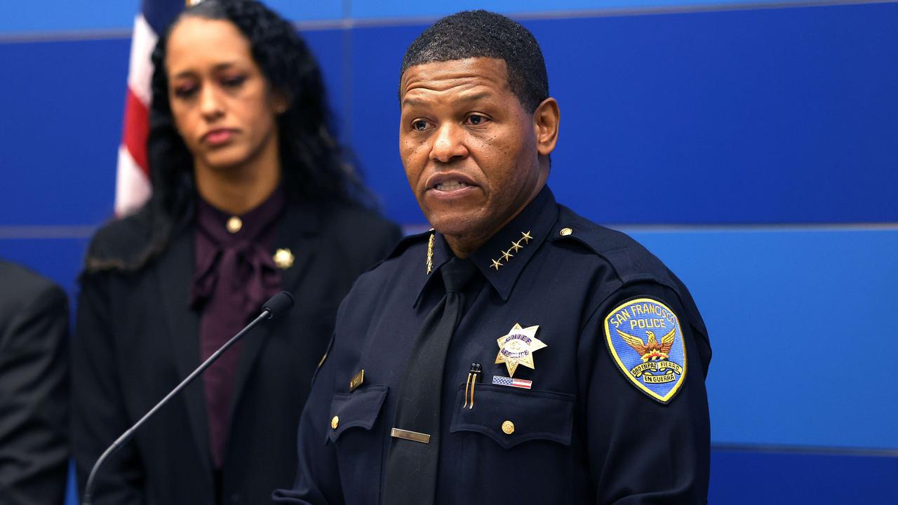 San Francisco police chief Bill Scott speaks to reporters about the break in and attack. Picture: Justin Sullivan/Getty Images/AFP