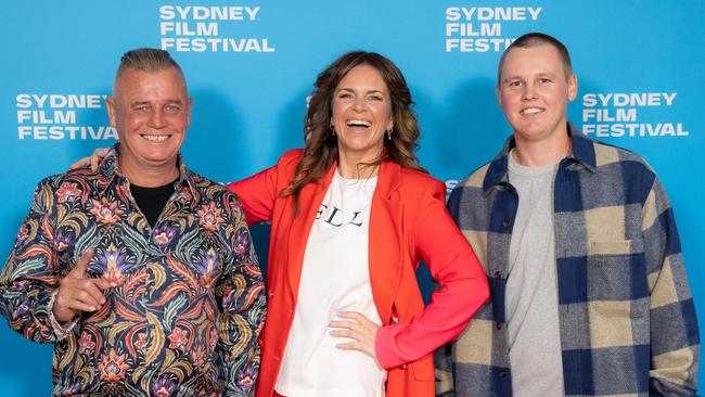 Isabel Darling, with Bell’s Family Carnival members Elwin Bell Jnr and Roy Bell at the Sydney Film Festival 2023.