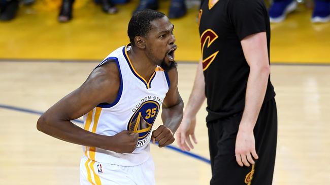 Kevin Durant after scoring another basket. Picture: AFP