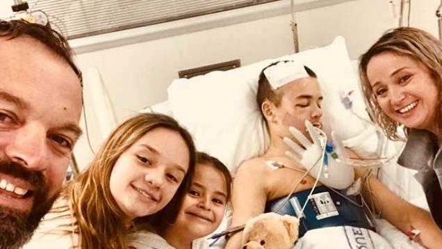 Preston Potter's family mark a small victory in his fight to recover from a road accident. Picture: Facebook.