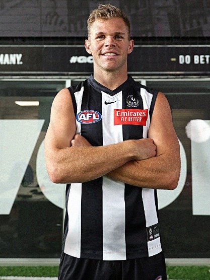 Collingwood recruit Dan Houston in his new colours. Picture: Collingwood FC