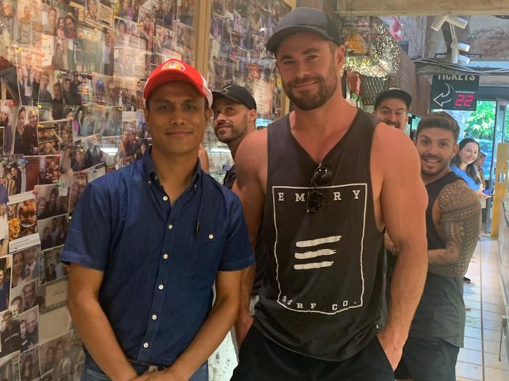 Chris Hemsworth in Chargrill Charlie’s.