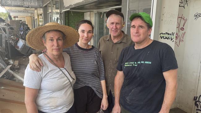 (L-R) Lismore business owner Susan Dasya with her daughter, volunteer Ian and partner Robert Creedon. Picture: Kaitlyn Smith.