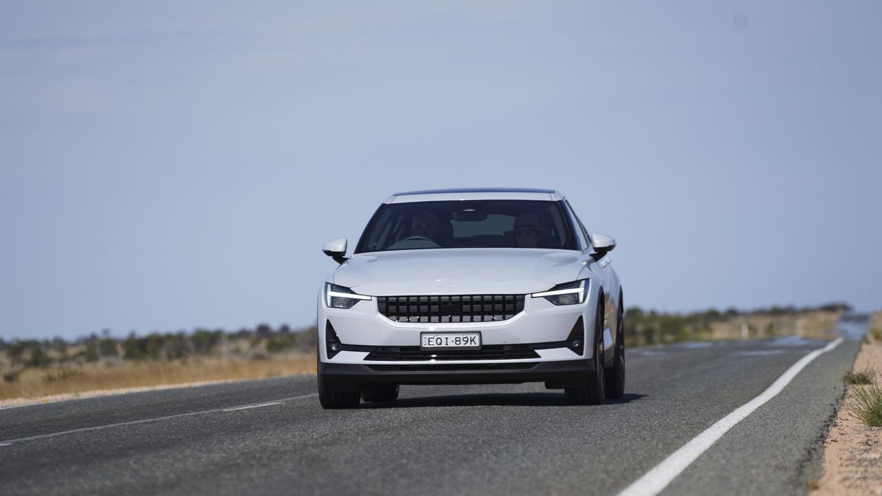 Existing Polestar 2 models have a dark-coloured grille and front-wheel-drive.