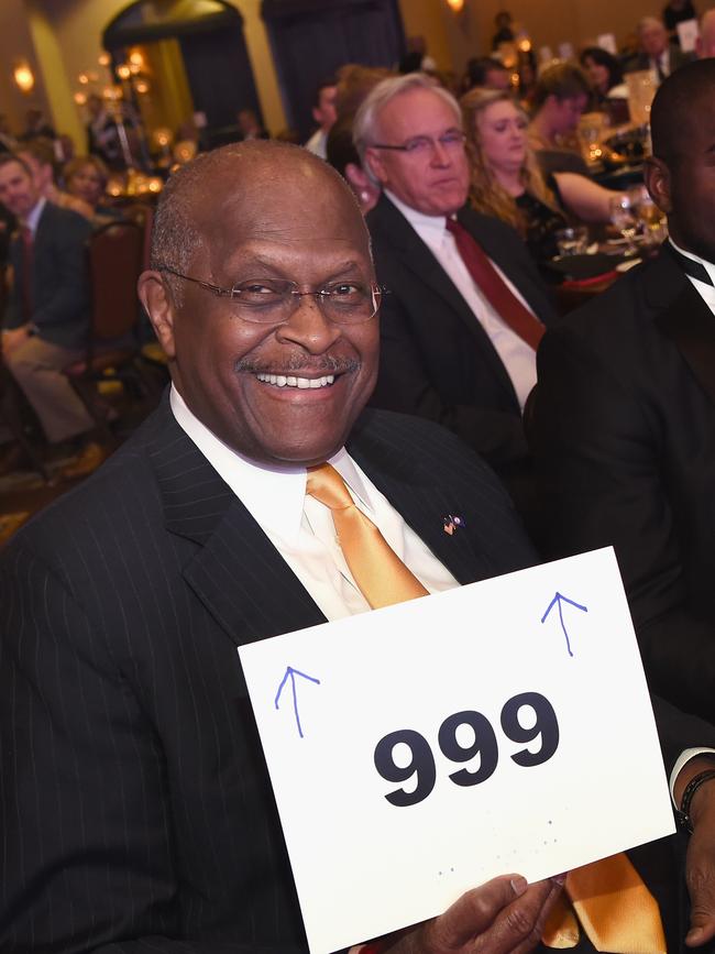 Former GOP presidential candidate and Patriot Award Recipient Herman Cain at the 2015 Helping A Hero Gala in November. Picture: Getty Images