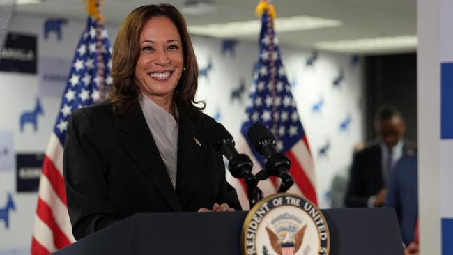 Kamala Harris speaks at her campaign headquarters in Wilmington, Delaware. Picture: Erin Schaff/Pool/AFP