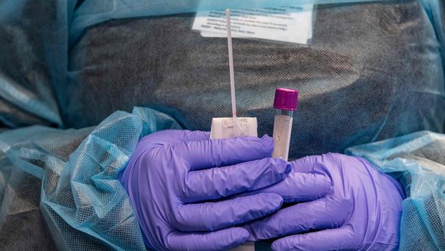 A medical worker prepares a Covid-19 PCR test. File image. Picture: Joseph Prezioso/AFP