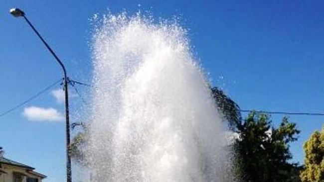 Burst water main on Ballina Road, East Lismore. Photo: Ben Daley