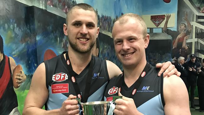 Aberfeldie skipper Luke Davis (left) with star teammate Josh Toy. Picture: Supplied