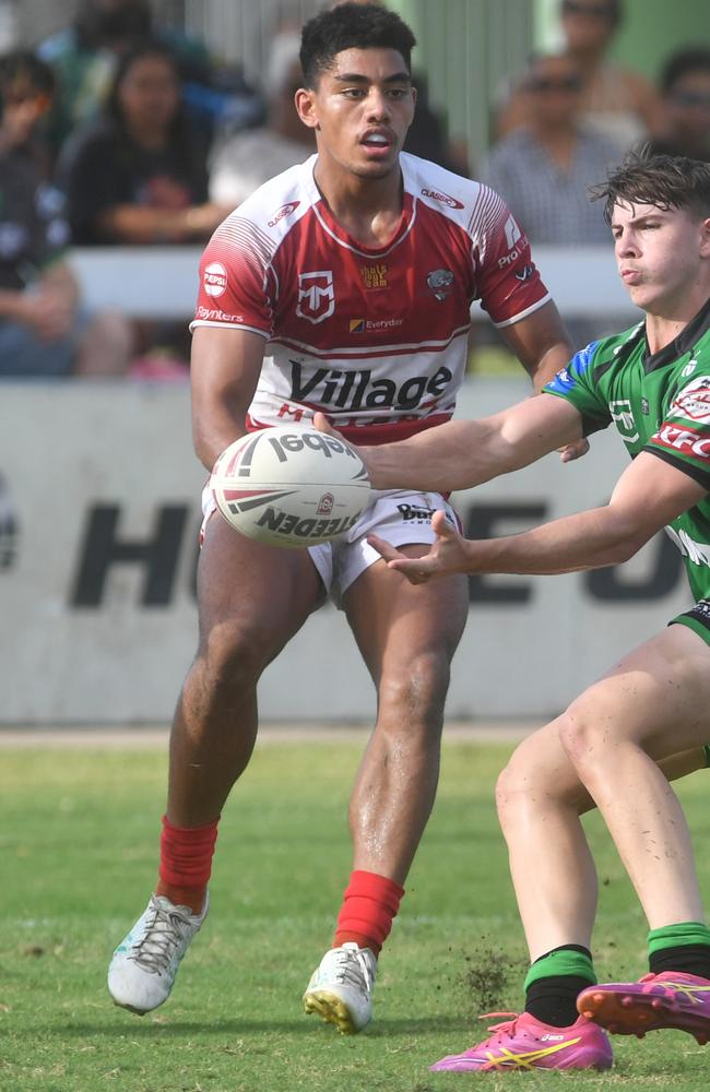 Brian Pouniu was strong in defence for Redcliffe. Picture: Evan Morgan