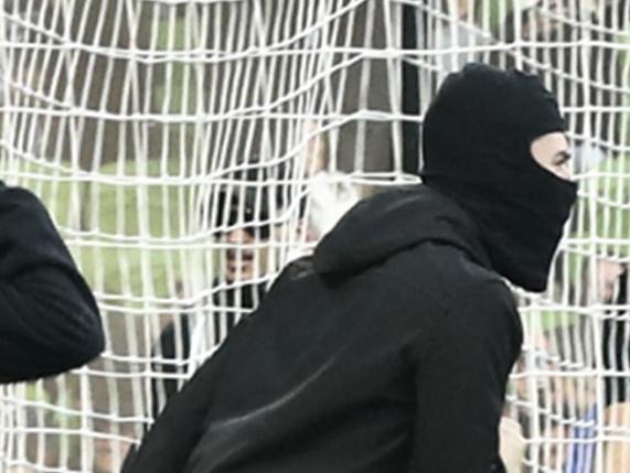 Melbourne Victory hooligan fan Matt Gualano was identified despite wearing a balaclava and donning orange Adidas shoes.